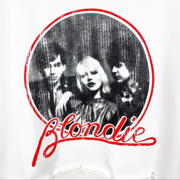 BLONDIE Graphic Band Tee Crop Top White S M L - Picture 2 of 8
